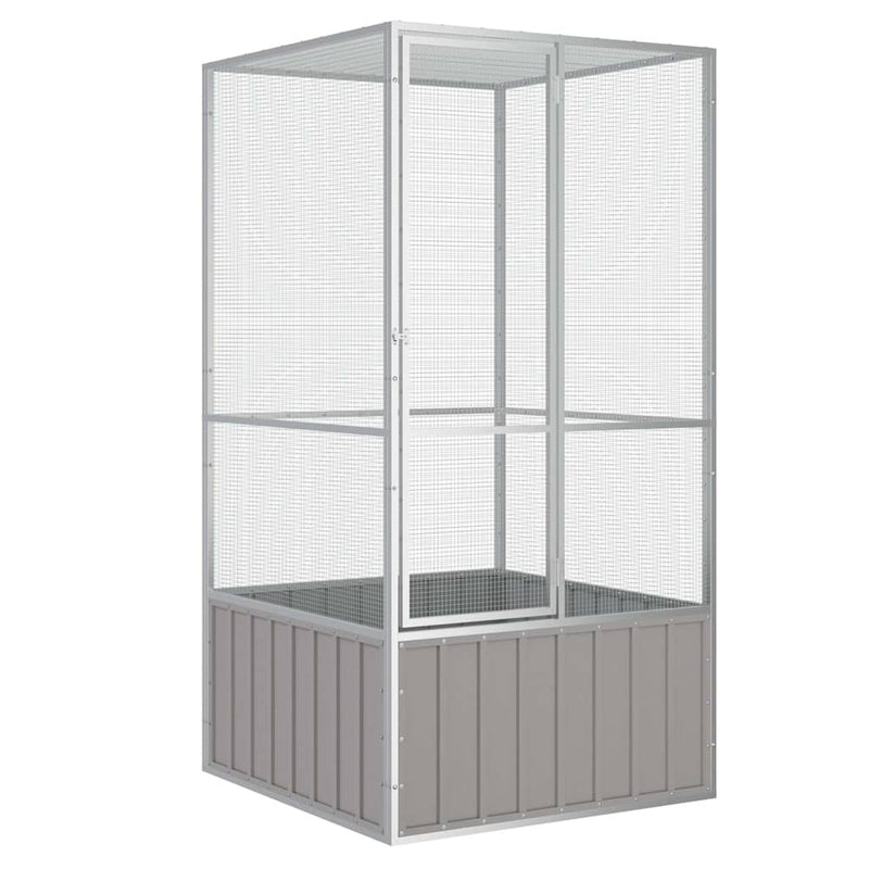 Afbeelding laden in galerijviewer, Vidaxl vogelkooi 111x107x211,5 cm gegalvaniseerd staal grijs
