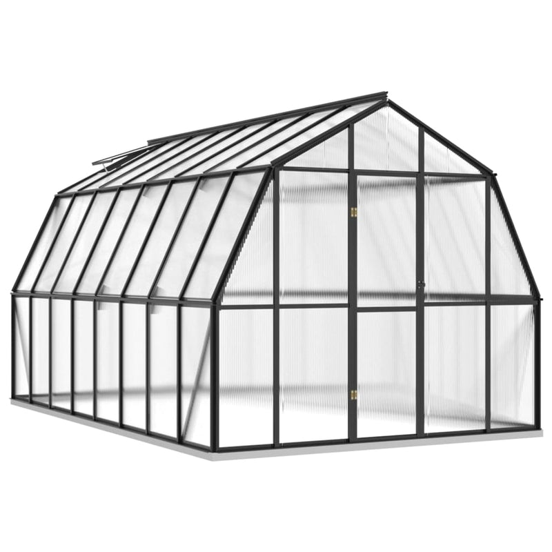 Afbeelding laden in galerijviewer, VidaXL Broeikas met basisframe 12,63 m² aluminium antracietkleurig
