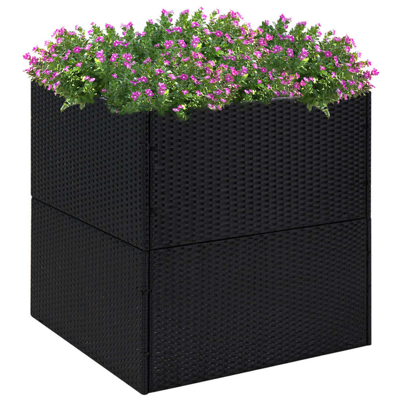 Afbeelding laden in galerijviewer, Vidaxl plantenbak 80x80x80 cm poly rattan zwart
