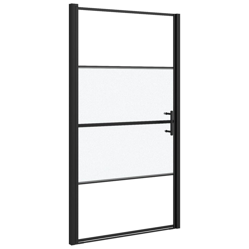 Afbeelding laden in galerijviewer, Vidaxl douchedeur halfmat 100x178 cm gehard glas zwart
