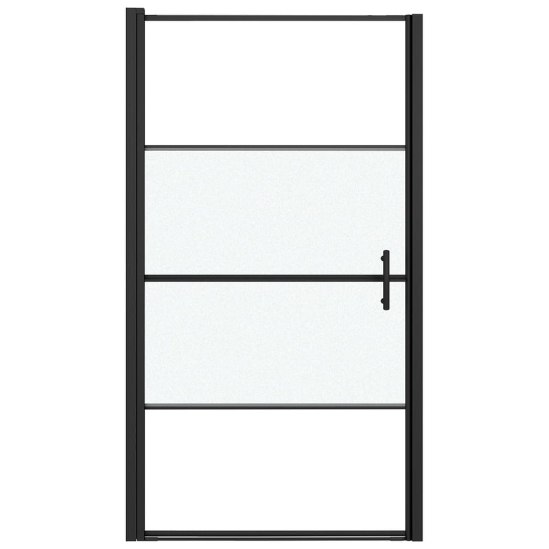 Afbeelding laden in galerijviewer, Vidaxl douchedeur halfmat 100x178 cm gehard glas zwart
