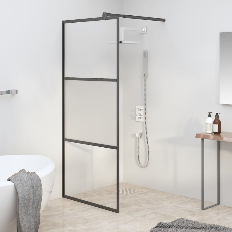 Afbeelding laden in galerijviewer, Vidaxl inloopdouchewand 90x195 cm halfmat esg-glas zwart
