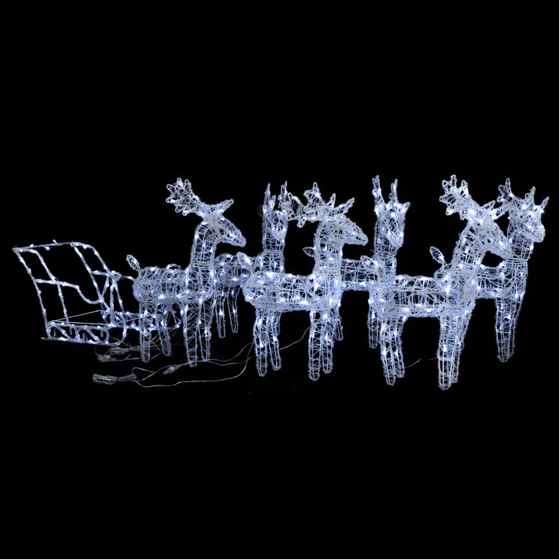 Afbeelding laden in galerijviewer, VidaXL Kerstversiering rendieren en slee 320 LED's acryl
