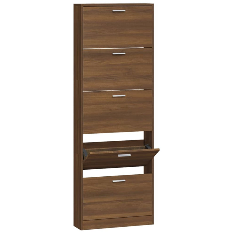 Afbeelding laden in galerijviewer, Vidaxl schoenenkast 59x17x169 cm bewerkt hout bruin eikenkleur
