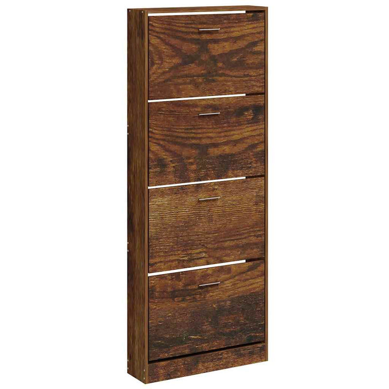 Afbeelding laden in galerijviewer, Vidaxl schoenenkast 59x17x150 cm bewerkt hout gerookt eikenkleurig
