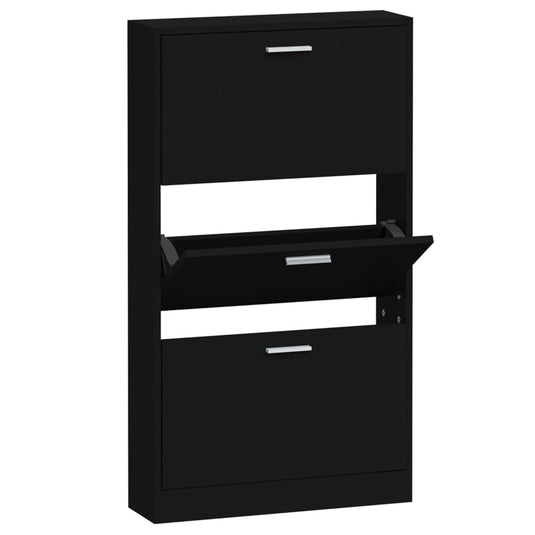 Vidaxl schoenenkast 59x17x108 cm bewerkt hout zwart