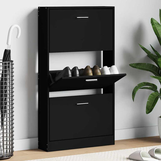 Vidaxl schoenenkast 59x17x108 cm bewerkt hout zwart