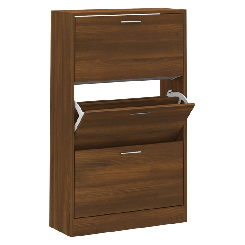 Afbeelding laden in galerijviewer, Vidaxl schoenenkast 63x24x103 cm bewerkt hout bruin eikenkleur
