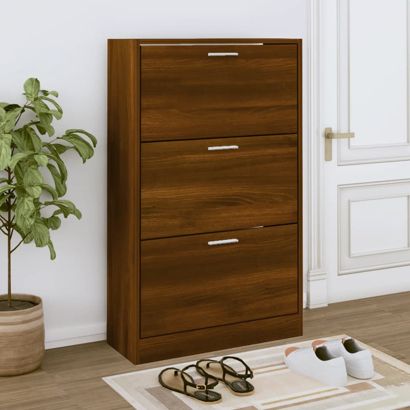 Afbeelding laden in galerijviewer, Vidaxl schoenenkast 63x24x103 cm bewerkt hout bruin eikenkleur
