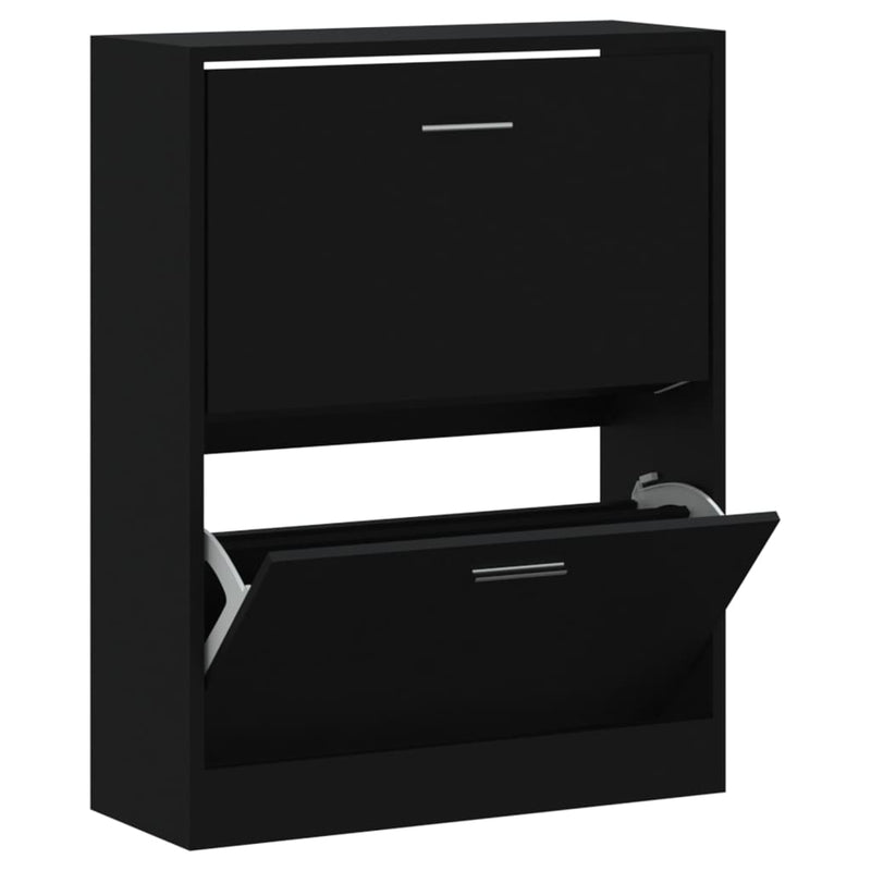 Afbeelding laden in galerijviewer, Vidaxl schoenenkast 63x24x81 cm bewerkt hout zwart
