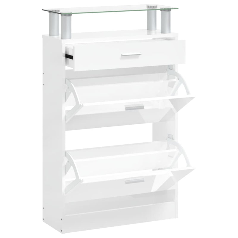 Afbeelding laden in galerijviewer, Vidaxl schoenenkast 63x24x104 cm bewerkt hout hoogglans wit
