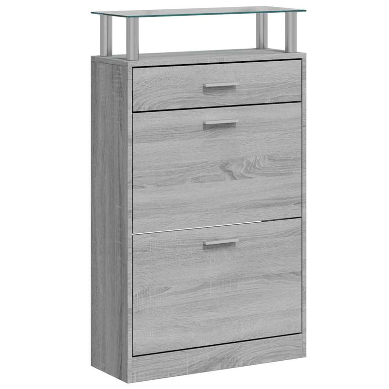 Afbeelding laden in galerijviewer, Vidaxl schoenenkast 63x24x104 cm bewerkt hout grijs sonoma eikenkleur
