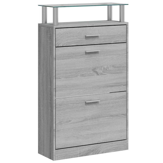 Vidaxl schoenenkast 63x24x104 cm bewerkt hout grijs sonoma eikenkleur