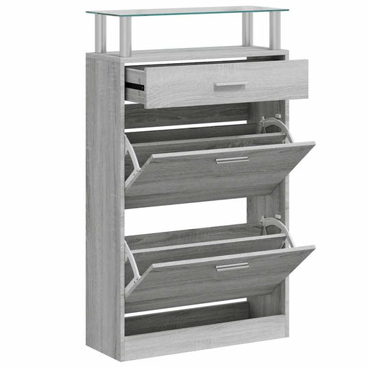 Vidaxl schoenenkast 63x24x104 cm bewerkt hout grijs sonoma eikenkleur