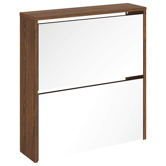 Vidaxl schoenenkast met spiegel 2-laags 63x17x67 cm bruineiken