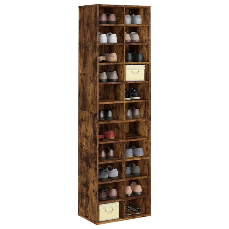 Afbeelding laden in galerijviewer, VidaXL Schoenenkast 54x34x183 cm bewerkt hout gerookt eikenkleurig
