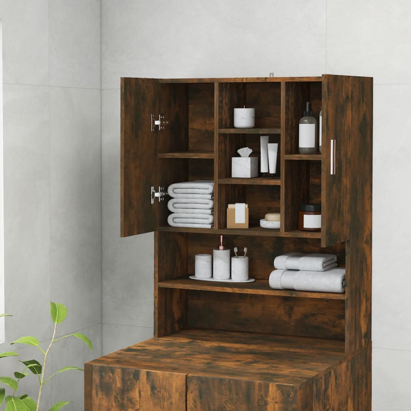 Afbeelding laden in galerijviewer, Vidaxl wasmachinekast 70,5x25,5x90 cm gerookt eikenkleurig
