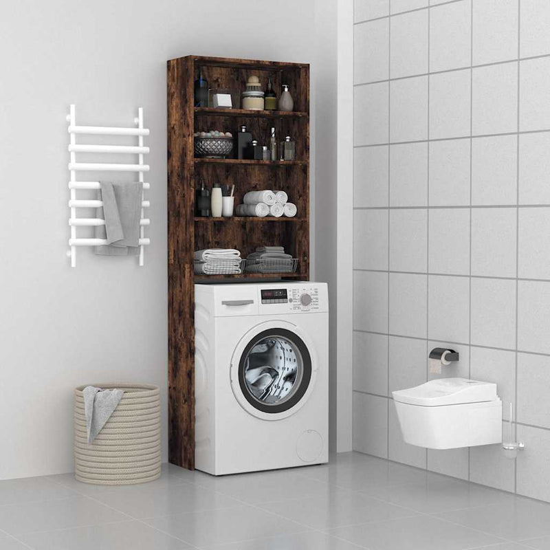 Afbeelding laden in galerijviewer, Vidaxl wasmachinekast 64x24x190 cm gerookt eikenkleurig
