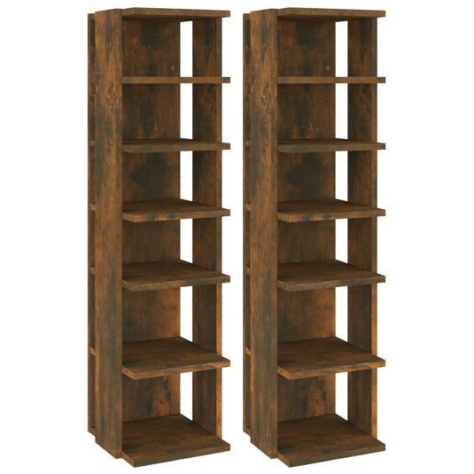 Vidaxl schoenenrekken 2 st 27,5x27x102 cm bewerkt hout gerookt eiken
