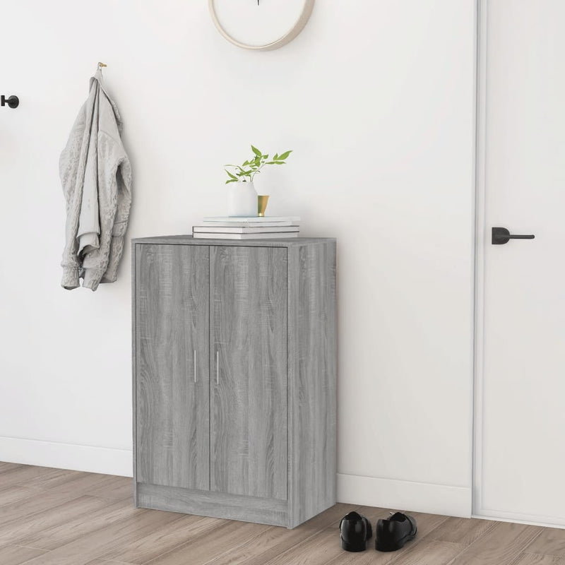 Afbeelding laden in galerijviewer, VidaXL Schoenenkast 60x35x92 cm bewerkt hout grijs sonoma eikenkleurig
