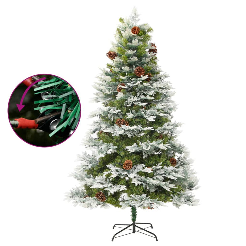Afbeelding laden in galerijviewer, Vidaxl kerstboom met led en dennenappels 195 cm pvc en pe groen
