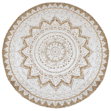 Vidaxl tapijt met print rond 210 cm gevlochten jute