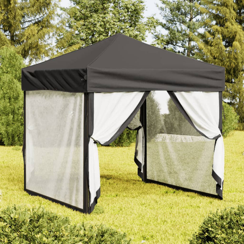 Afbeelding laden in galerijviewer, Vidaxl partytent inklapbaar met zijwanden 2x2 m antracietkleurig
