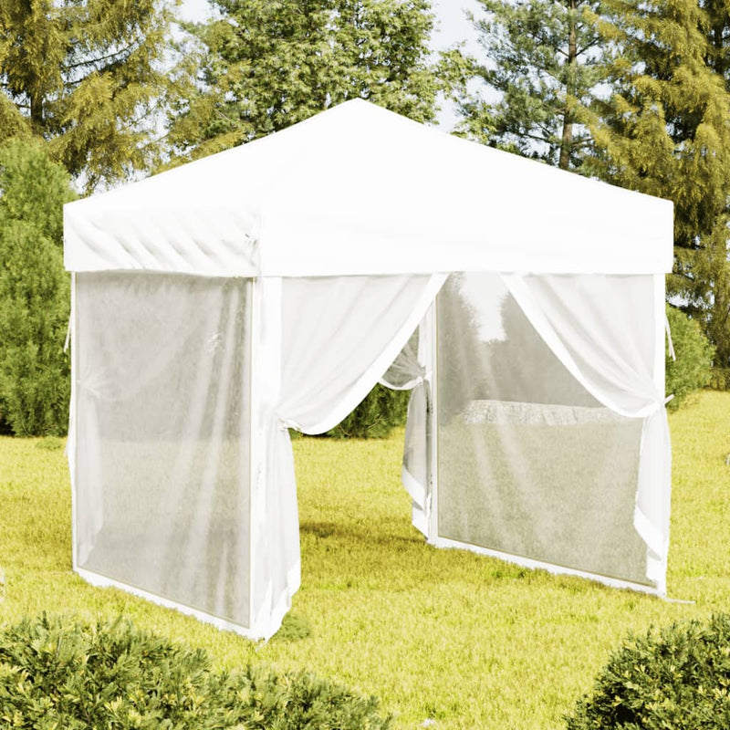 Afbeelding laden in galerijviewer, Vidaxl partytent inklapbaar met zijwanden 2x2 m wit
