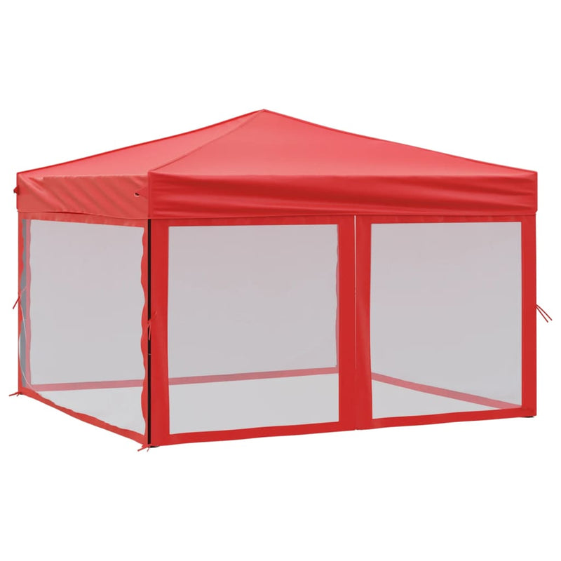 Afbeelding laden in galerijviewer, Vidaxl partytent inklapbaar met zijwanden 3x3 m rood
