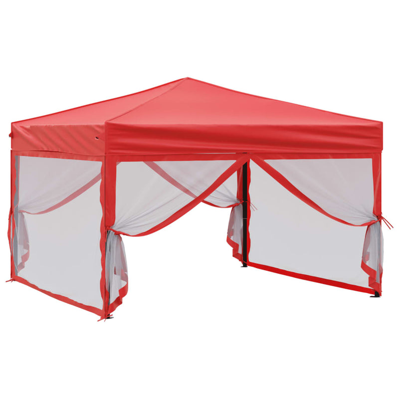 Afbeelding laden in galerijviewer, Vidaxl partytent inklapbaar met zijwanden 3x3 m rood
