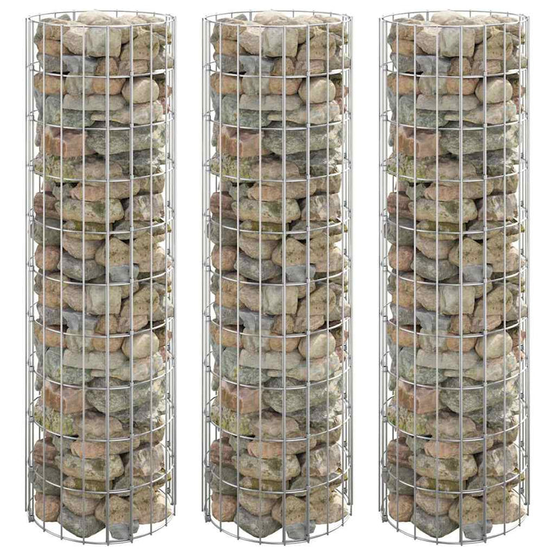 Afbeelding laden in galerijviewer, Vidaxl gabion plantenbakken 3 st rond verhoogd ø30x100 cm staal
