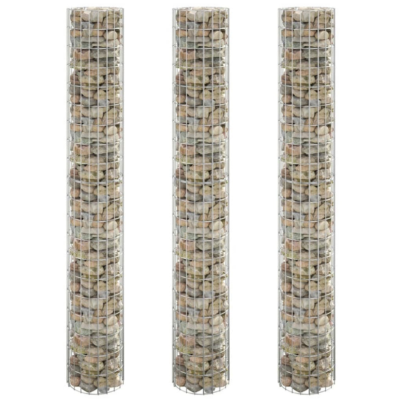 Afbeelding laden in galerijviewer, Vidaxl gabion plantenbakken 3 st rond verhoogd ø30x200 cm staal
