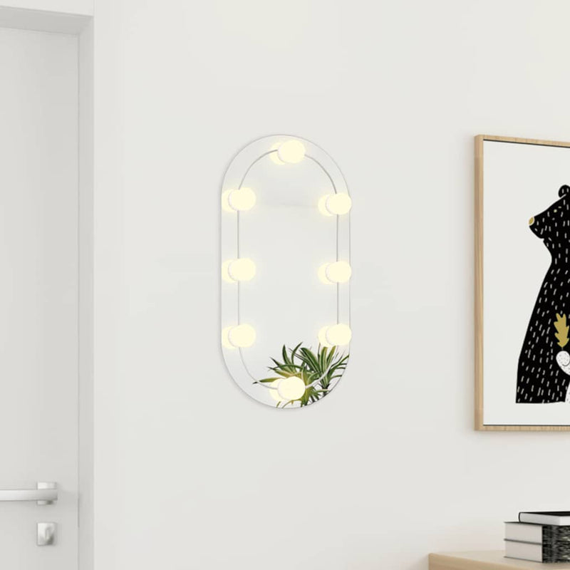 Afbeelding laden in galerijviewer, Vidaxl spiegel met led-verlichting ovaal 60x30 cm glas
