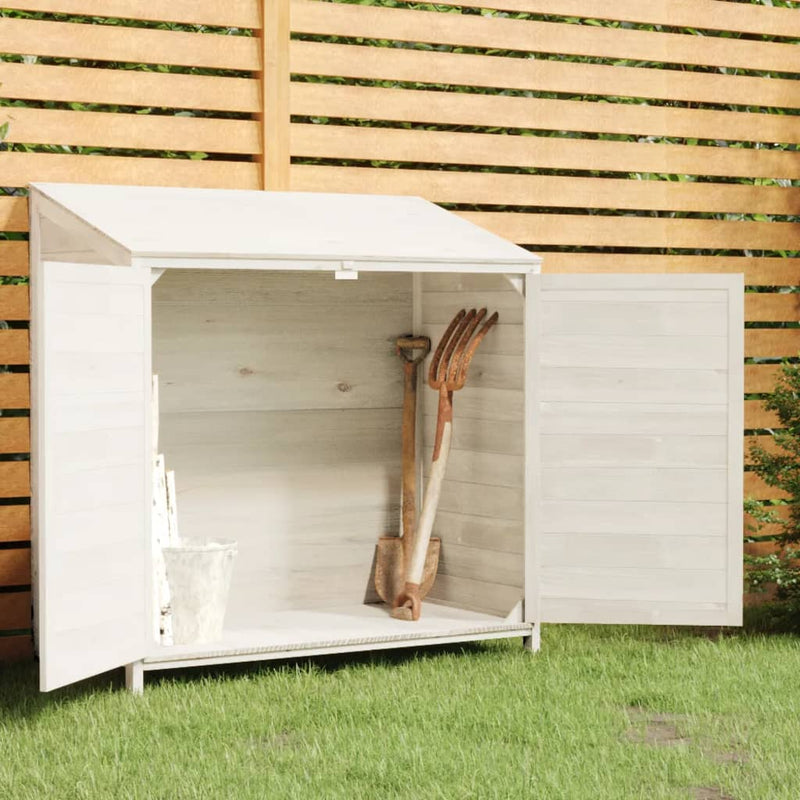 Afbeelding laden in galerijviewer, Vidaxl tuinschuur 102x52x112 cm massief vurenhout wit

