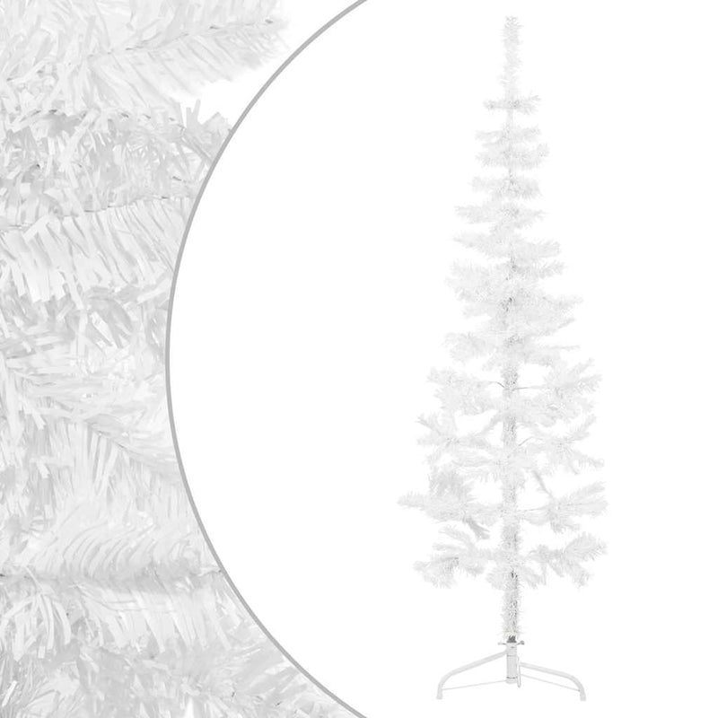 Afbeelding laden in galerijviewer, Vidaxl kunstkerstboom half met standaard smal 120 cm wit
