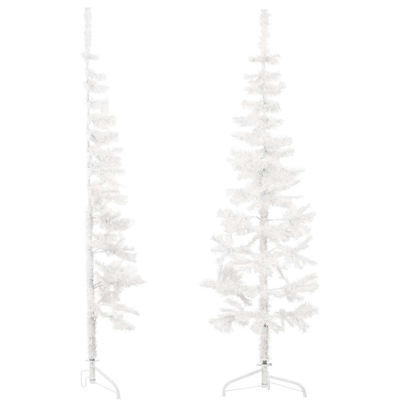 Afbeelding laden in galerijviewer, Vidaxl kunstkerstboom half met standaard smal 120 cm wit
