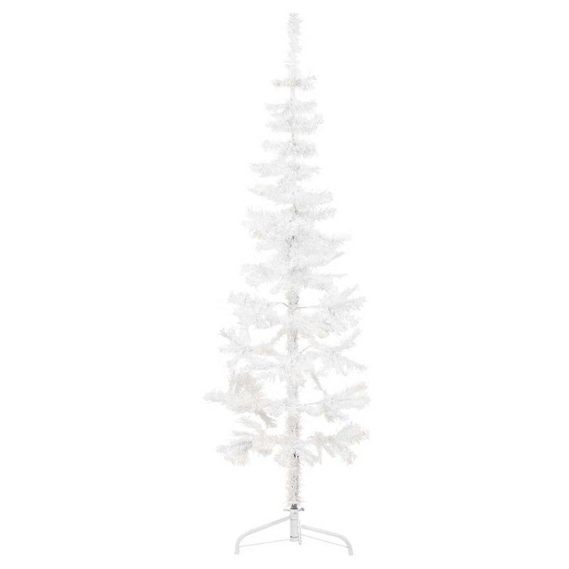 Afbeelding laden in galerijviewer, Vidaxl kunstkerstboom half met standaard smal 180 cm wit
