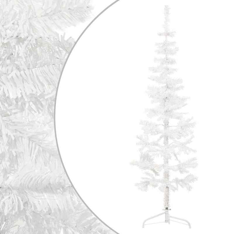 Afbeelding laden in galerijviewer, Vidaxl kunstkerstboom half met standaard smal 180 cm wit
