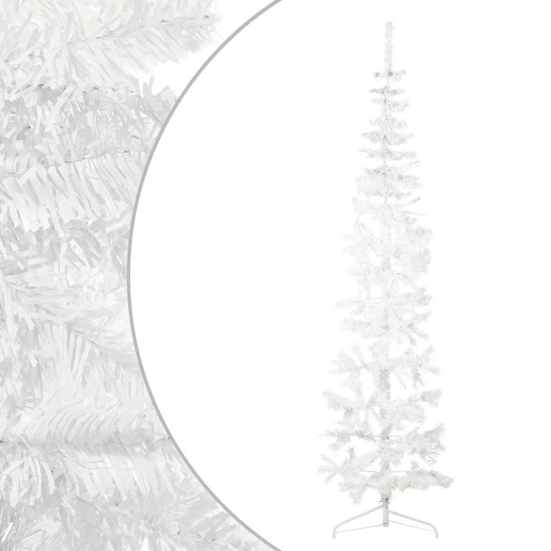 Afbeelding laden in galerijviewer, Vidaxl kunstkerstboom half met standaard smal 240 cm wit
