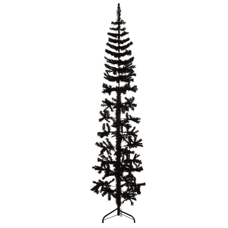 Afbeelding laden in galerijviewer, Vidaxl kunstkerstboom half met standaard smal 240 cm zwart
