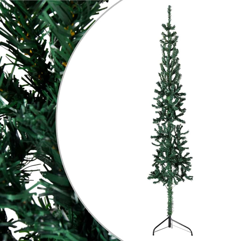 Afbeelding laden in galerijviewer, Vidaxl kunstkerstboom half met standaard smal 150 cm groen
