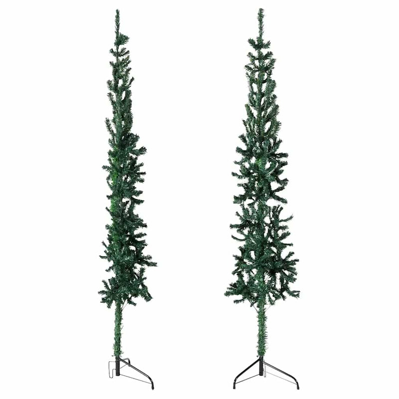 Afbeelding laden in galerijviewer, Vidaxl kunstkerstboom half met standaard smal 180 cm groen
