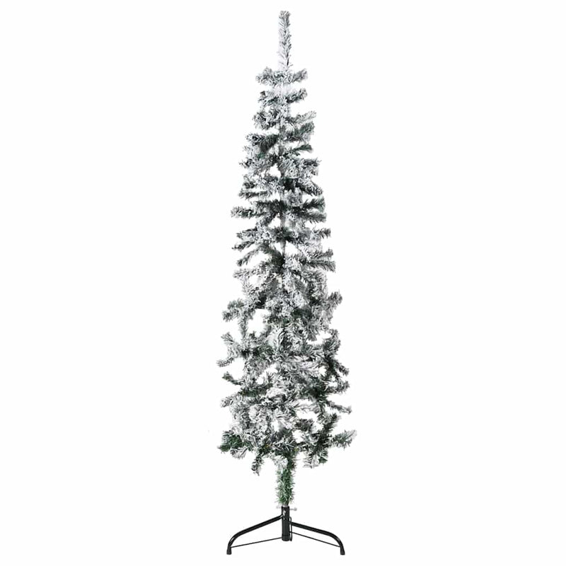 Afbeelding laden in galerijviewer, Vidaxl kunstkerstboom half met sneeuw smal 150 cm
