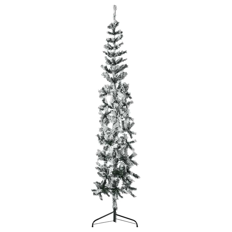 Afbeelding laden in galerijviewer, Vidaxl kunstkerstboom half met sneeuw smal 240 cm
