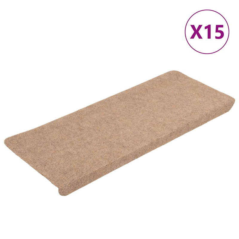 Afbeelding laden in galerijviewer, Vidaxl trapmatten zelfklevend 15 st 65x24,5x3,5 cm beige
