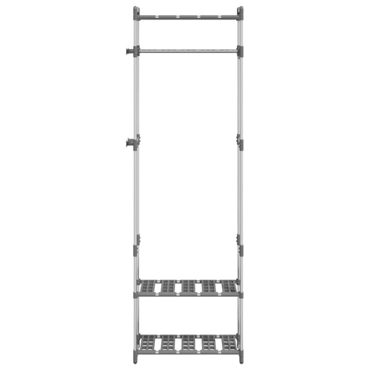 Vidaxl kledingrek 3-laags 59x29x192 cm aluminium zilverkleurig