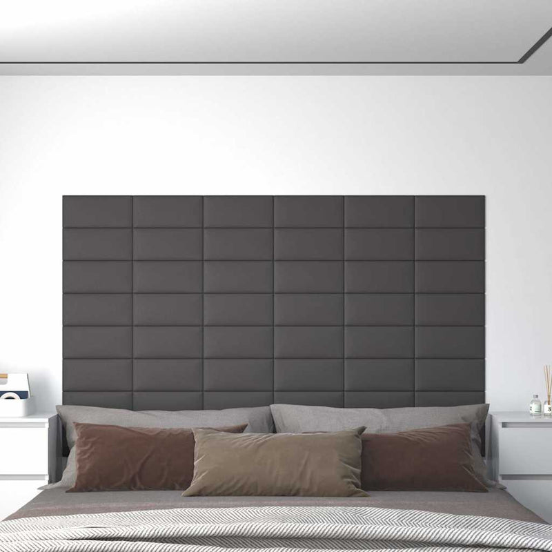 Afbeelding laden in galerijviewer, Vidaxl wandpanelen 12 st 0,54 m² 30x15 cm kunstleer grijs
