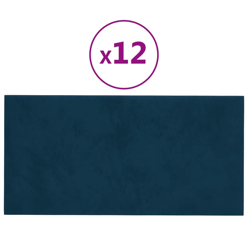 Afbeelding laden in galerijviewer, Vidaxl wandpanelen 12 st 0,54 m² 30x15 cm fluweel blauw
