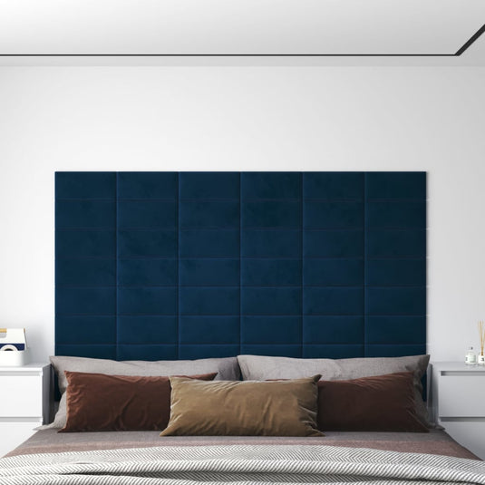 Vidaxl wandpanelen 12 st 0,54 m² 30x15 cm fluweel blauw