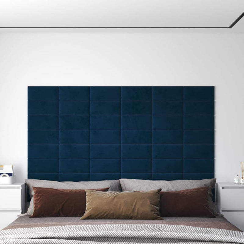 Afbeelding laden in galerijviewer, Vidaxl wandpanelen 12 st 0,54 m² 30x15 cm fluweel blauw
